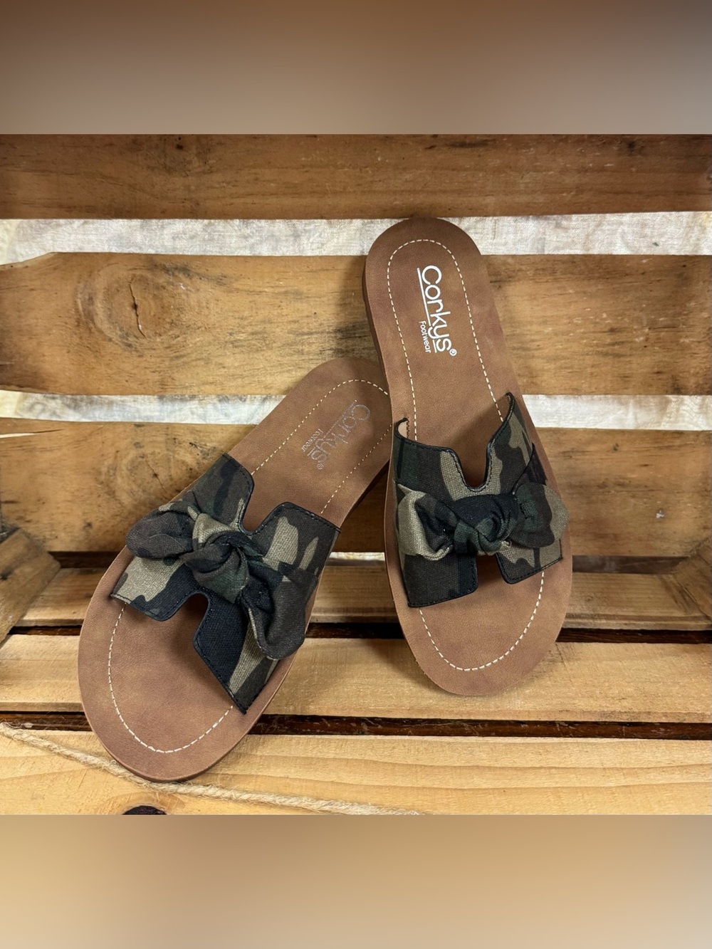 Corkys Women's Camo Bow Slide Sandals - Too Cute Sandal